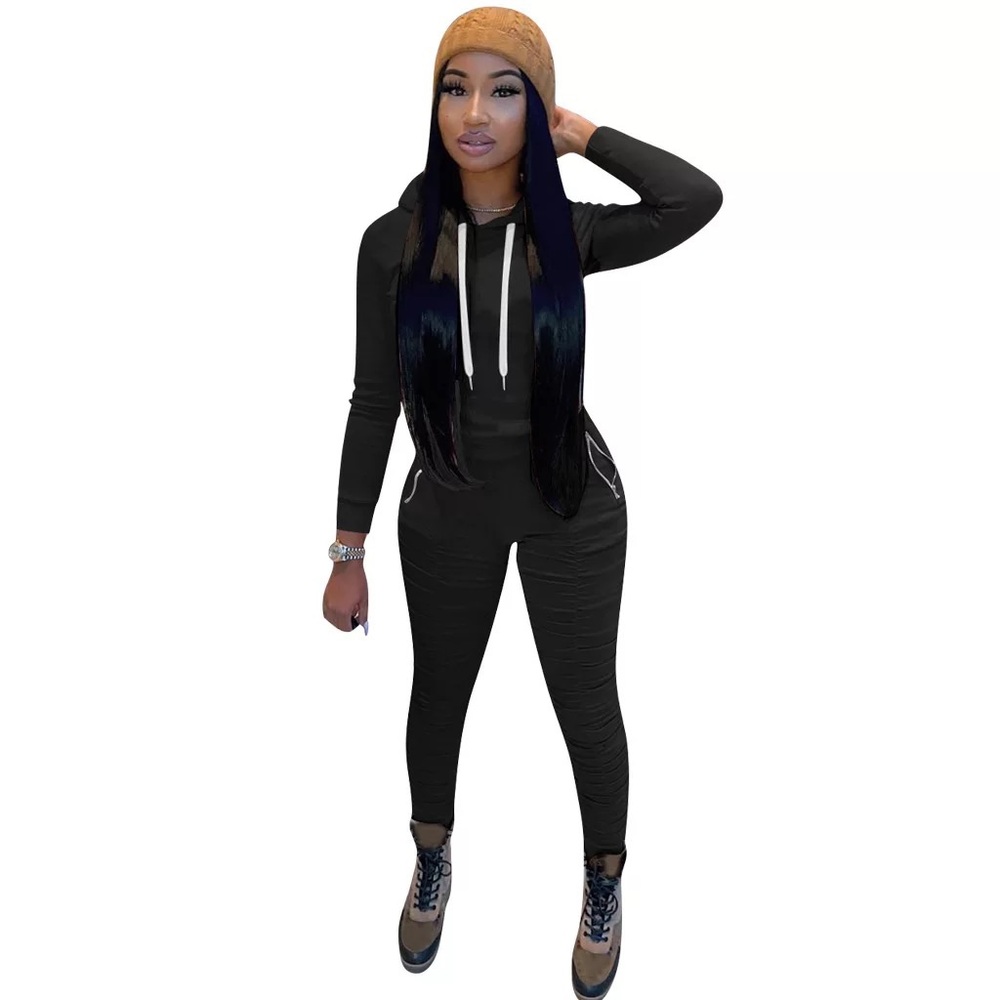 Black Stacked Pullover Set